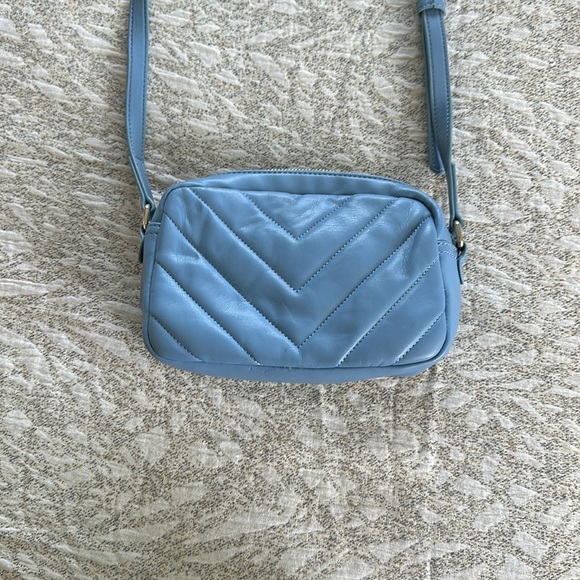 Love Moschino baby blue Gold Hearts Studded Crossbody Handbag. - Picture 5 of 6